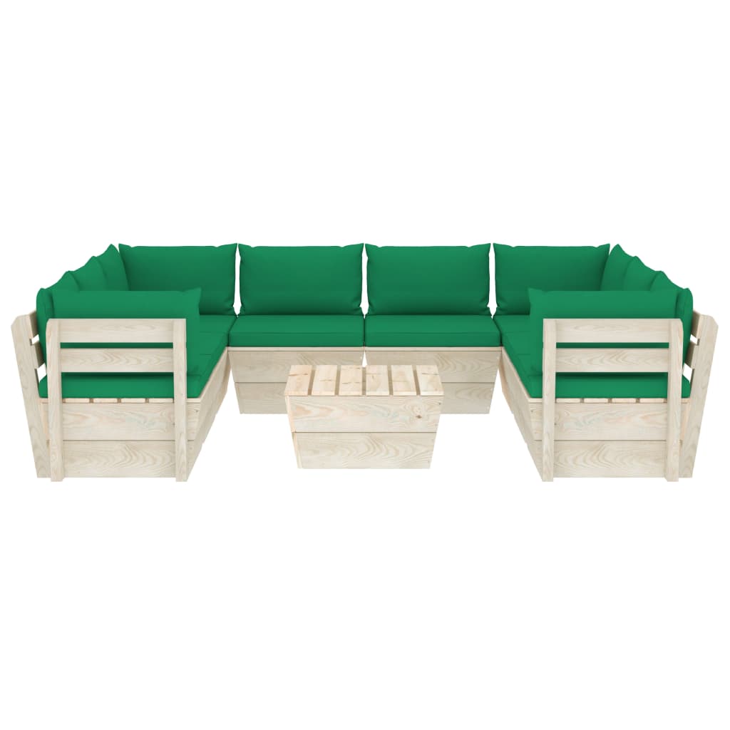 Set Divani Da Giardino Su Pallet 9 Pz Con Cuscini Legno Abete - Image 3