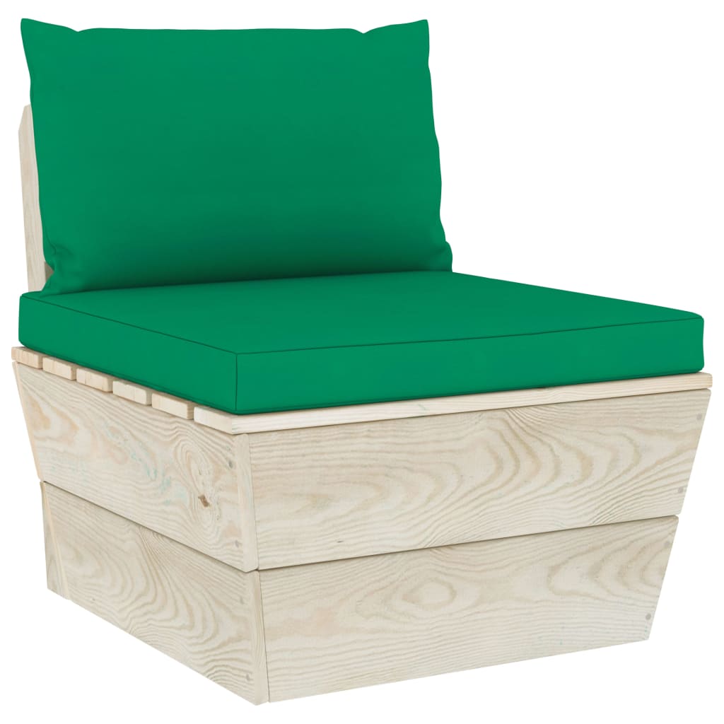 Set Divani Da Giardino Su Pallet 9 Pz Con Cuscini Legno Abete - Image 4