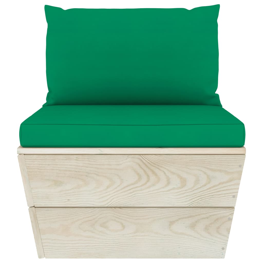 Set Divani Da Giardino Su Pallet 9 Pz Con Cuscini Legno Abete - Image 5