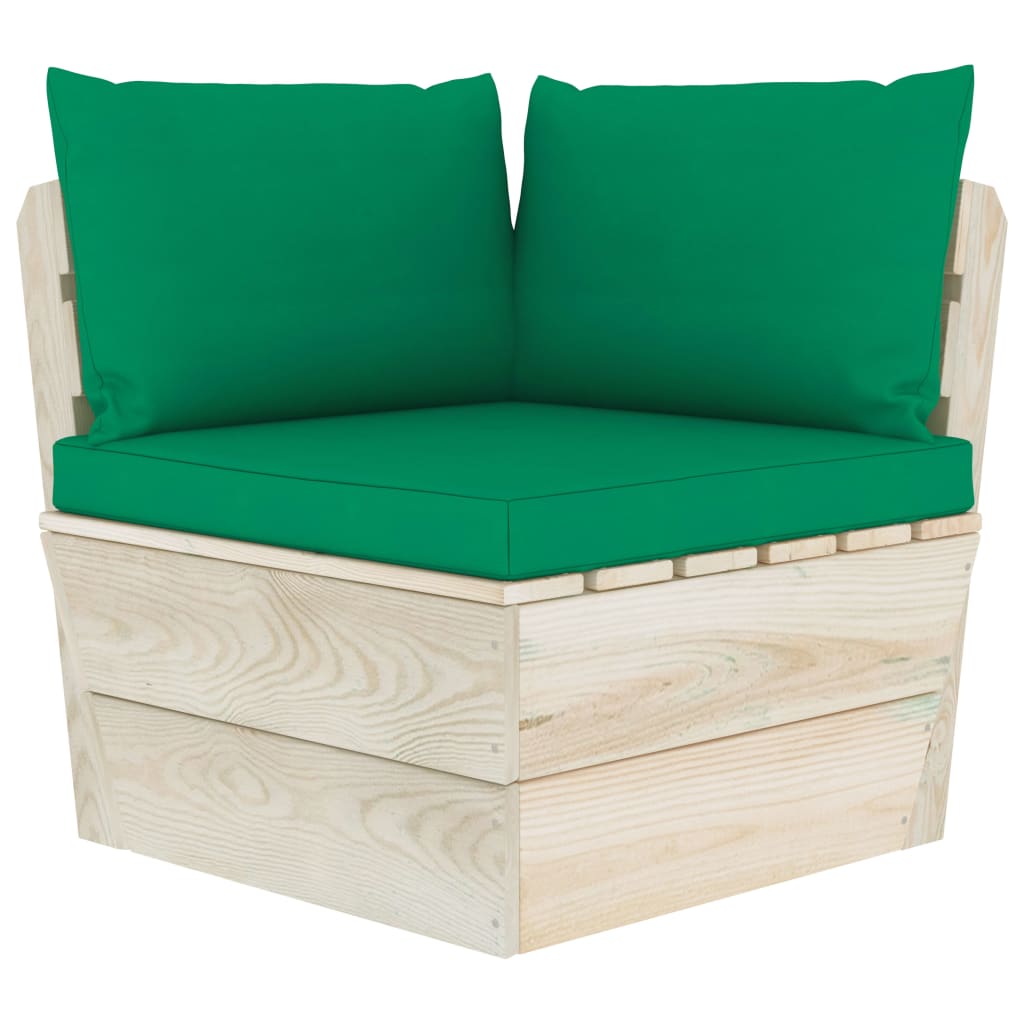 Set Divani Da Giardino Su Pallet 9 Pz Con Cuscini Legno Abete - Image 6