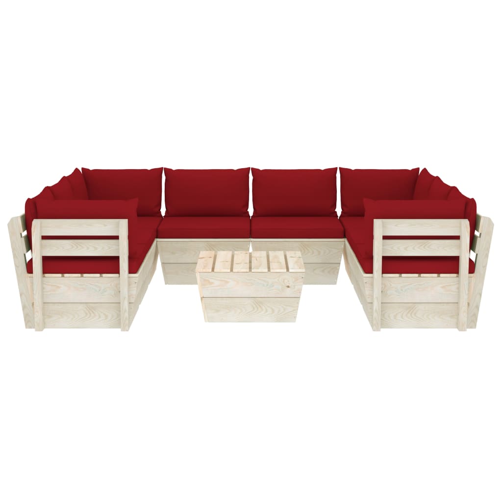 Set Divani Da Giardino Su Pallet 9 Pz Con Cuscini Legno Abete - Image 3