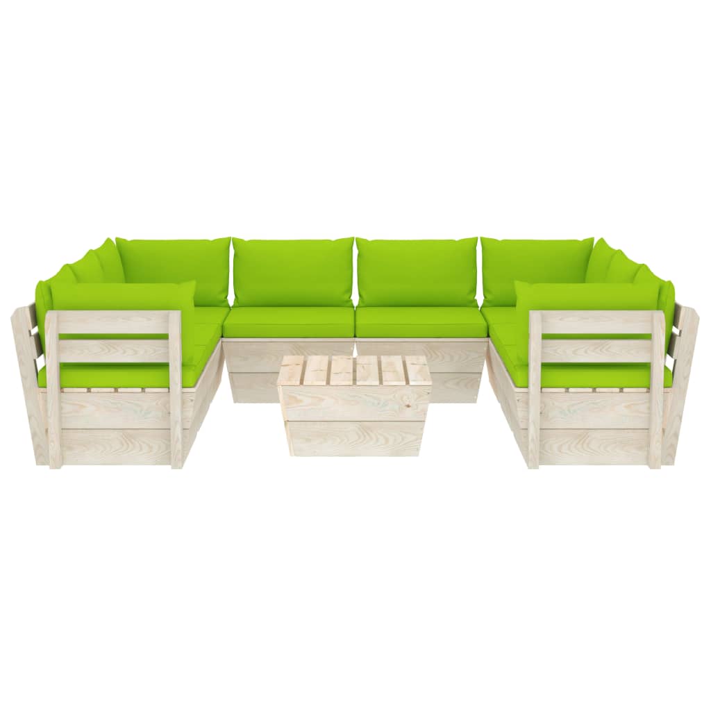 Set Divani Da Giardino Su Pallet 9 Pz Con Cuscini Legno Abete - Image 3
