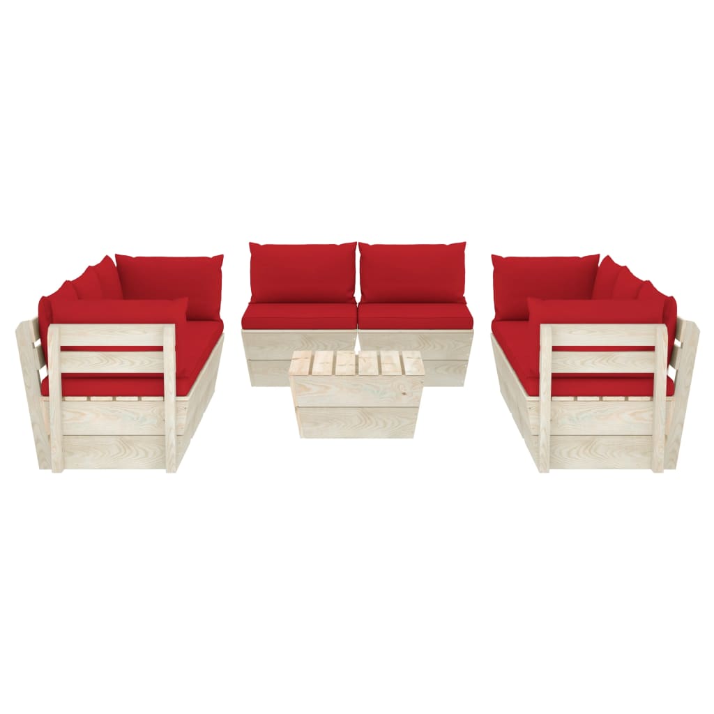 Set Divani Da Giardino Su Pallet 9 Pz Con Cuscini Legno Abete - Image 3