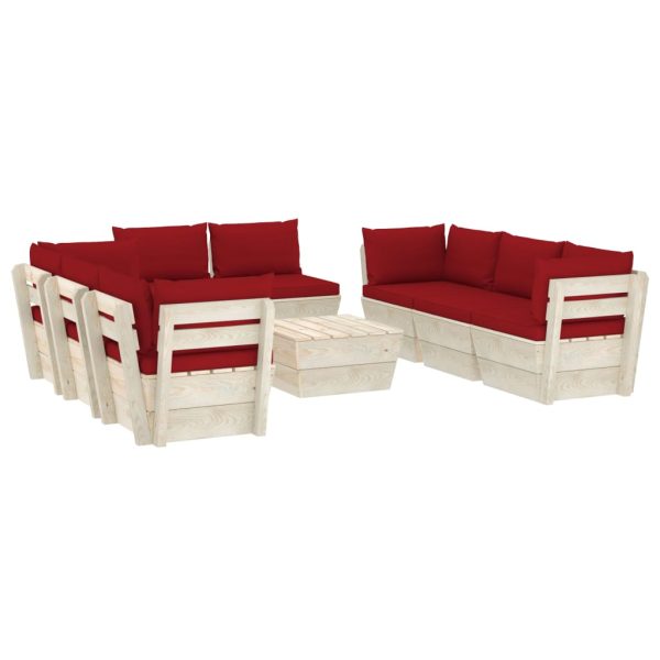 Set Divani Da Giardino Su Pallet 9 Pz Con Cuscini Legno Abete - Image 2