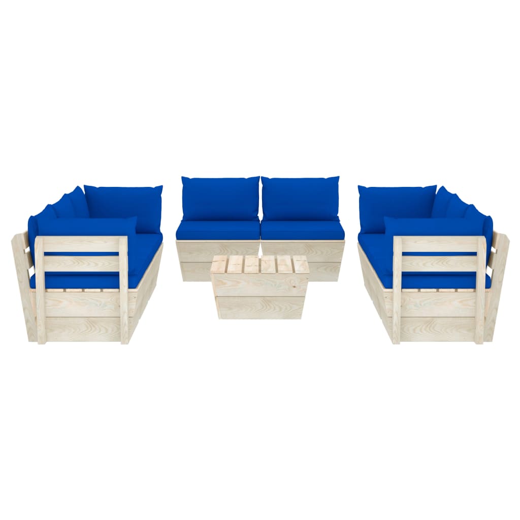 Set Divani Da Giardino Su Pallet 9 Pz Con Cuscini Legno Abete - Image 3