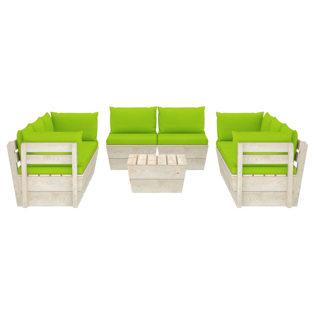 Set Divani Da Giardino Su Pallet 9 Pz Con Cuscini Legno Abete - Image 3