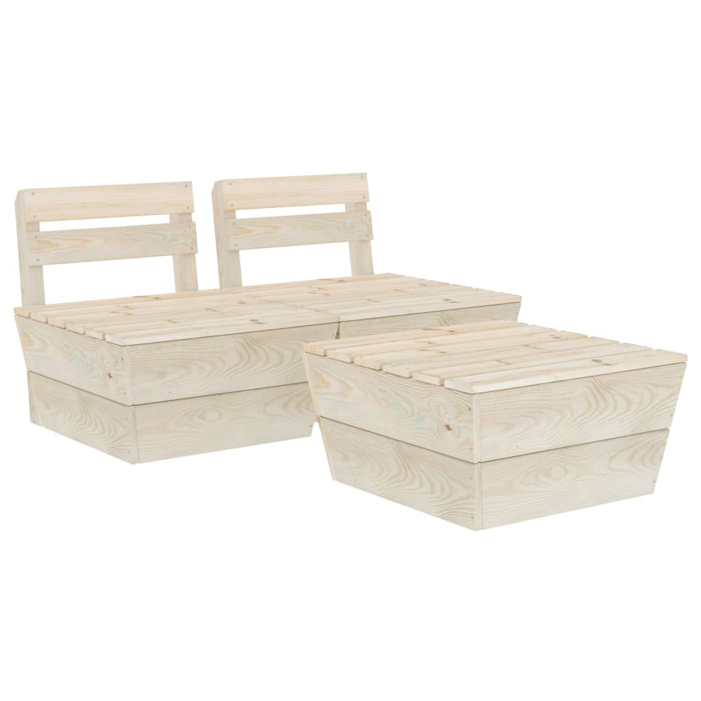 Set Divani Da Giardino Su Pallet 3 Pz In Legno Abete Impregnato - Image 2