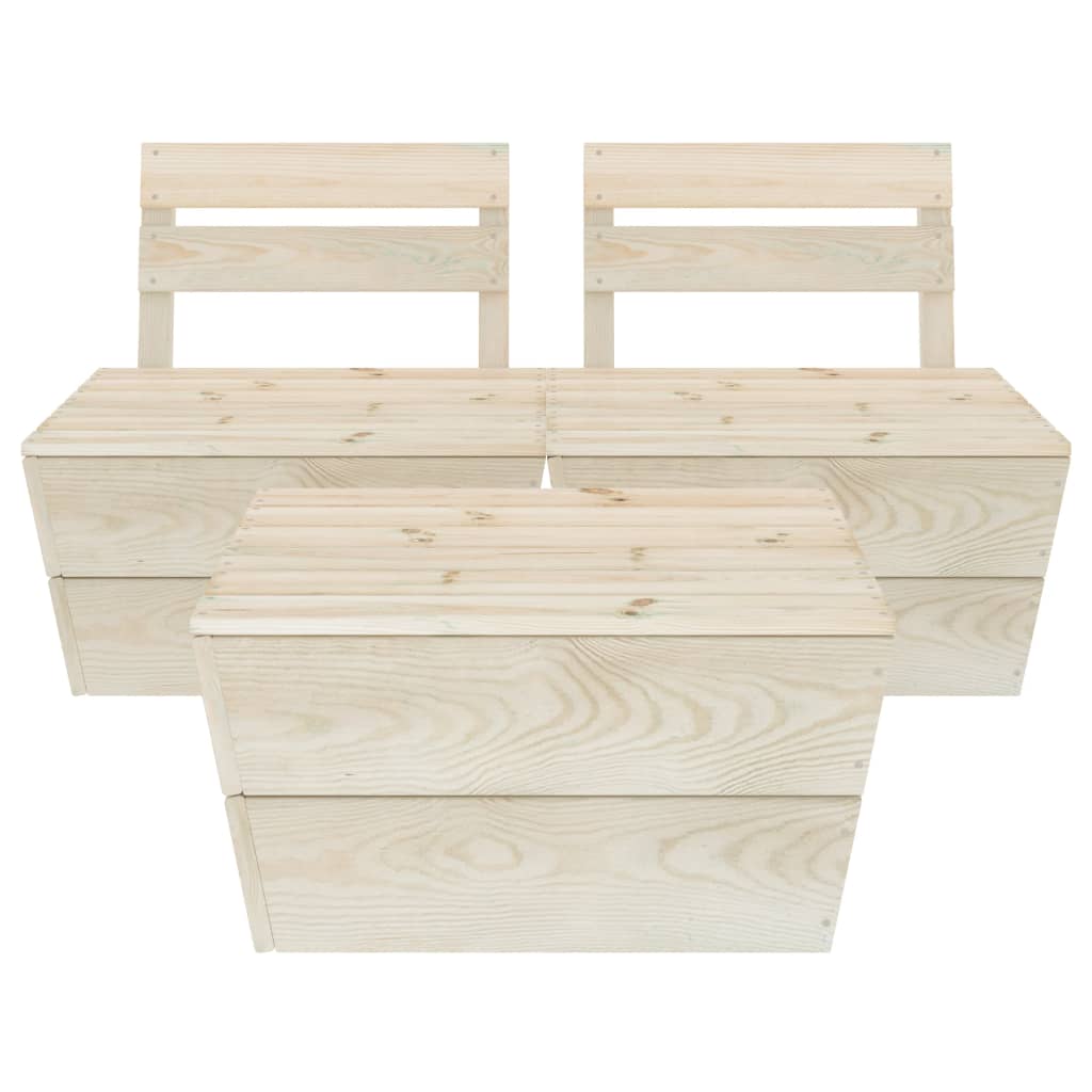 Set Divani Da Giardino Su Pallet 3 Pz In Legno Abete Impregnato - Image 3