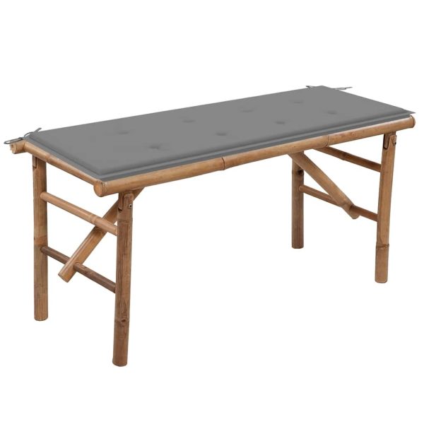 Panca Da Giardino Pieghevole Con Cuscino 118 Cm In Bambù