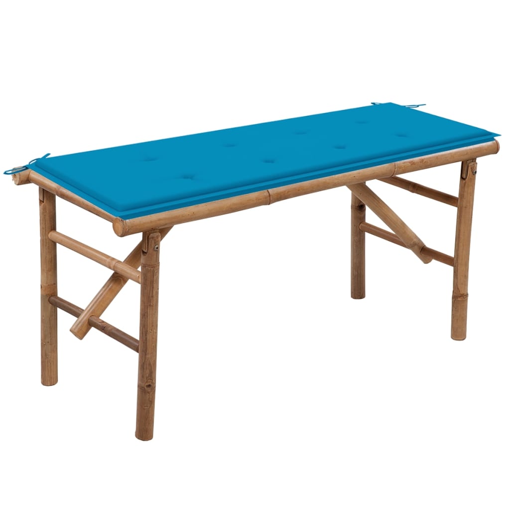 Panca Da Giardino Pieghevole Con Cuscino 118 Cm In Bambù