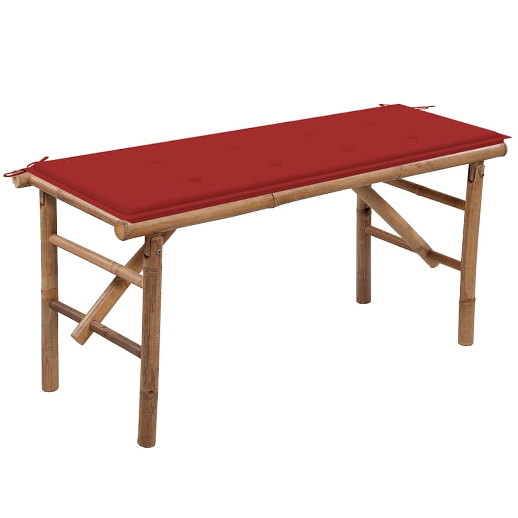Panca Da Giardino Pieghevole Con Cuscino 118 Cm In Bambù