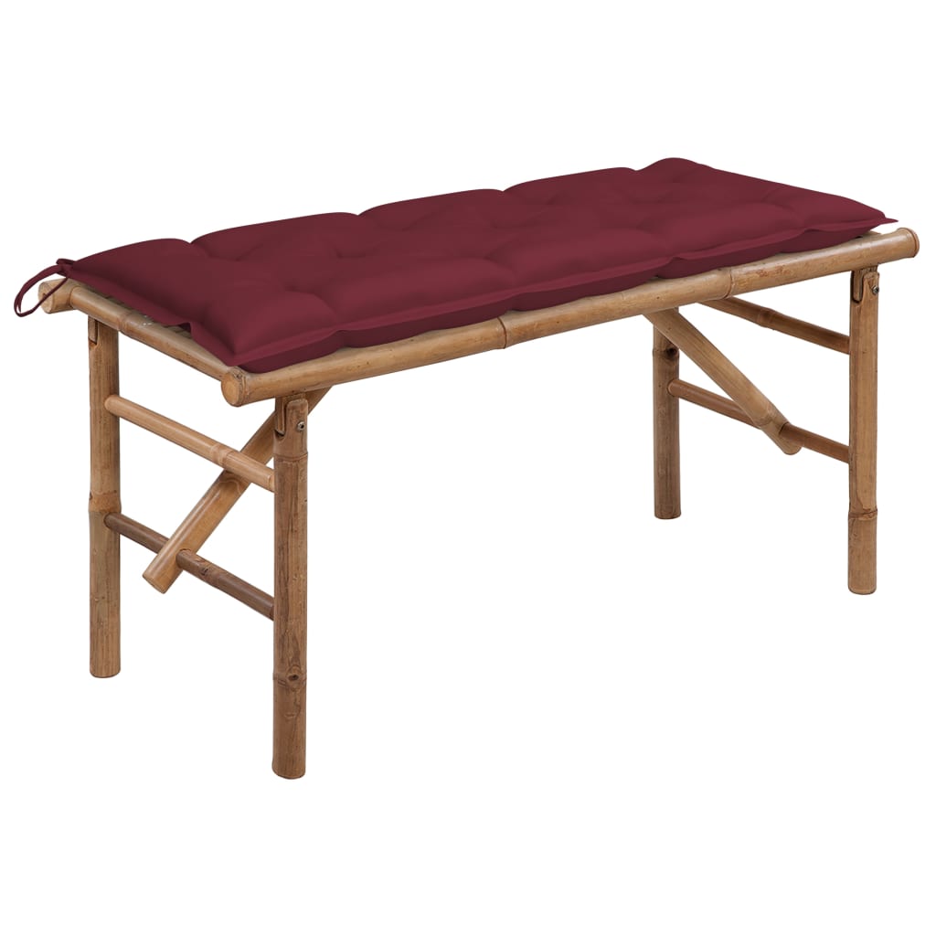 Panca Da Giardino Pieghevole Con Cuscino 118 Cm In Bambù