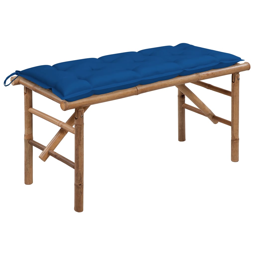 Panca Da Giardino Pieghevole Con Cuscino 118 Cm In Bambù