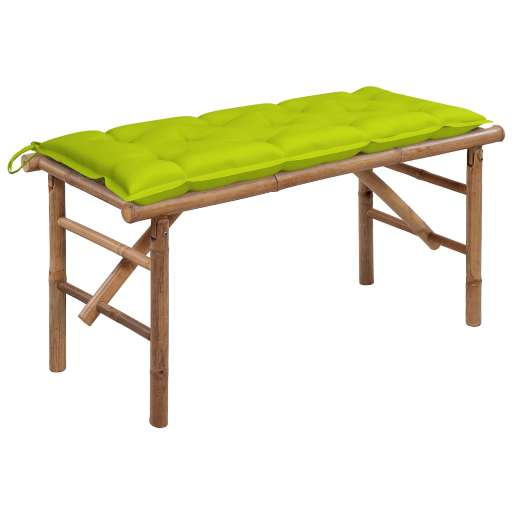 Panca Da Giardino Pieghevole Con Cuscino 118 Cm In Bambù