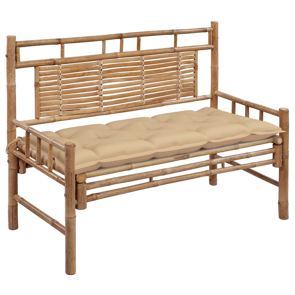 Panchina Da Giardino Con Cuscino 120 Cm In Bambù