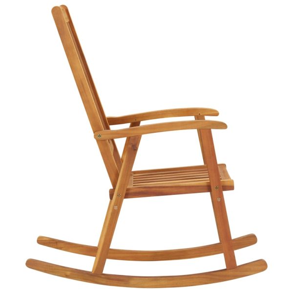 Sedia A Dondolo Con Cuscini In Legno Massello Di Acacia - Image 4