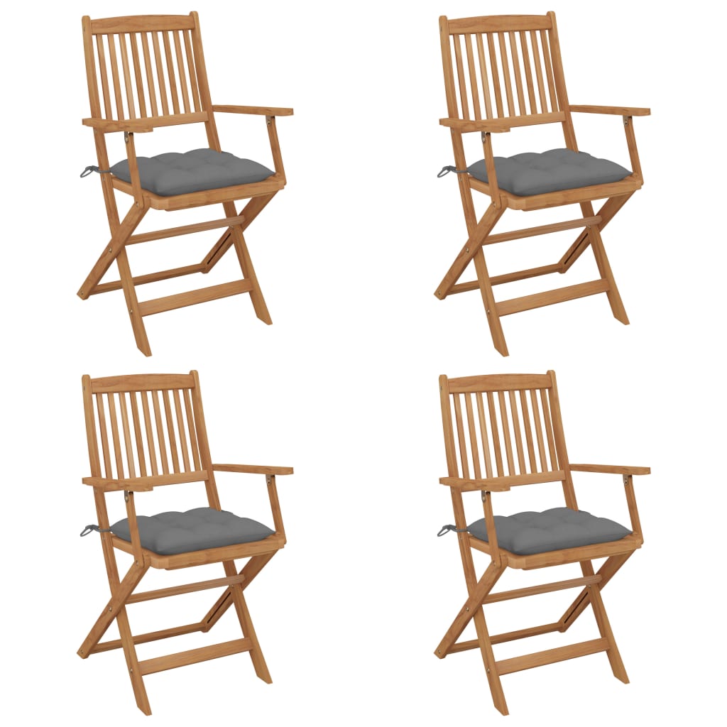 Sedie Da Giardino Pieghevoli 4 Pz Con Cuscini Massello Acacia