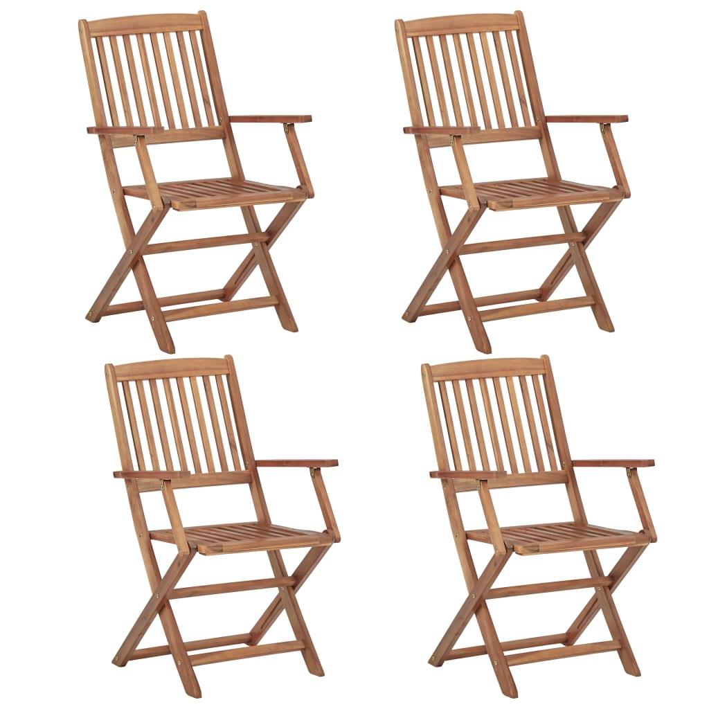 Sedie Da Giardino Pieghevoli 4pz Con Cuscini Massello D'acacia - Image 3