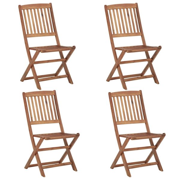 Sedie Da Giardino Pieghevoli 4 Pz Con Cuscini Massello Acacia - Image 3