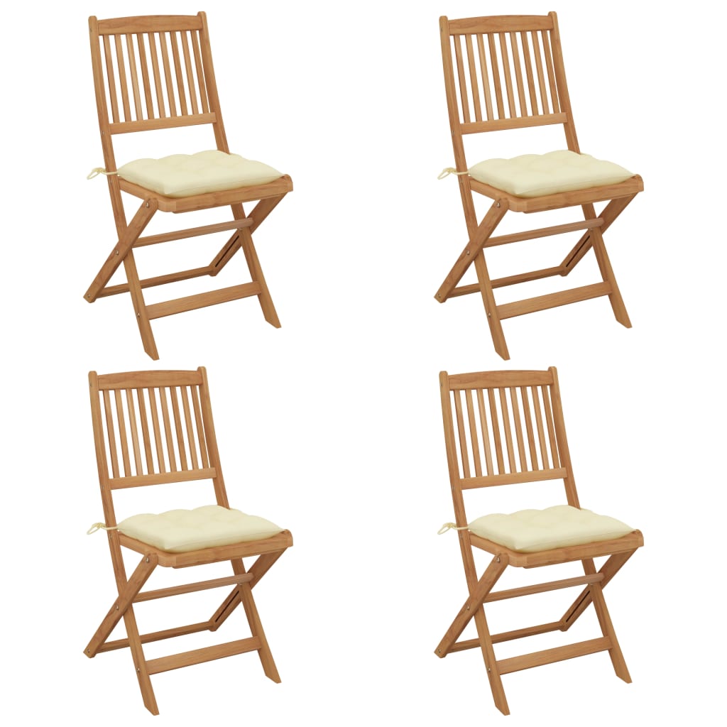 Sedie Da Giardino Pieghevoli 4 Pz Con Cuscini Massello Acacia