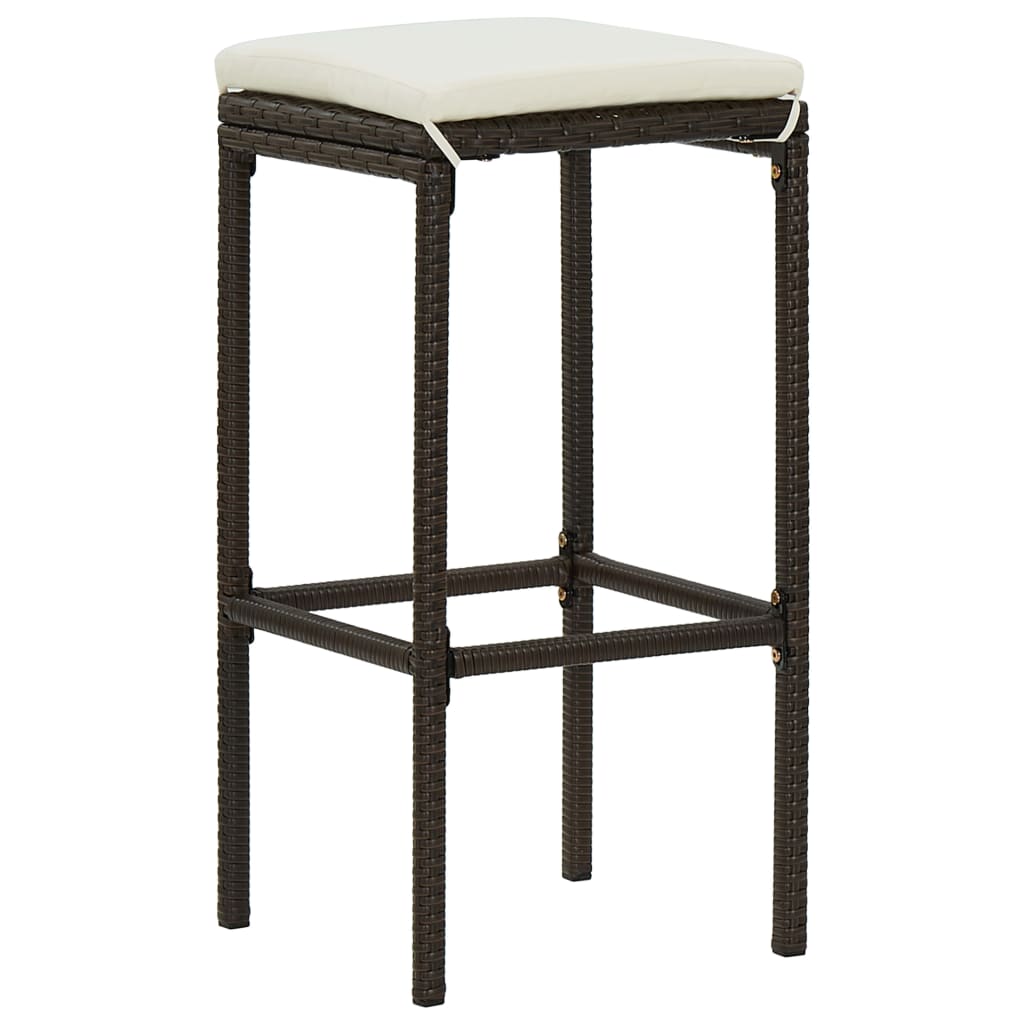 Set Da Bar Da Giardino 5 Pz Con Cuscini In Polyrattan Marrone - Image 4