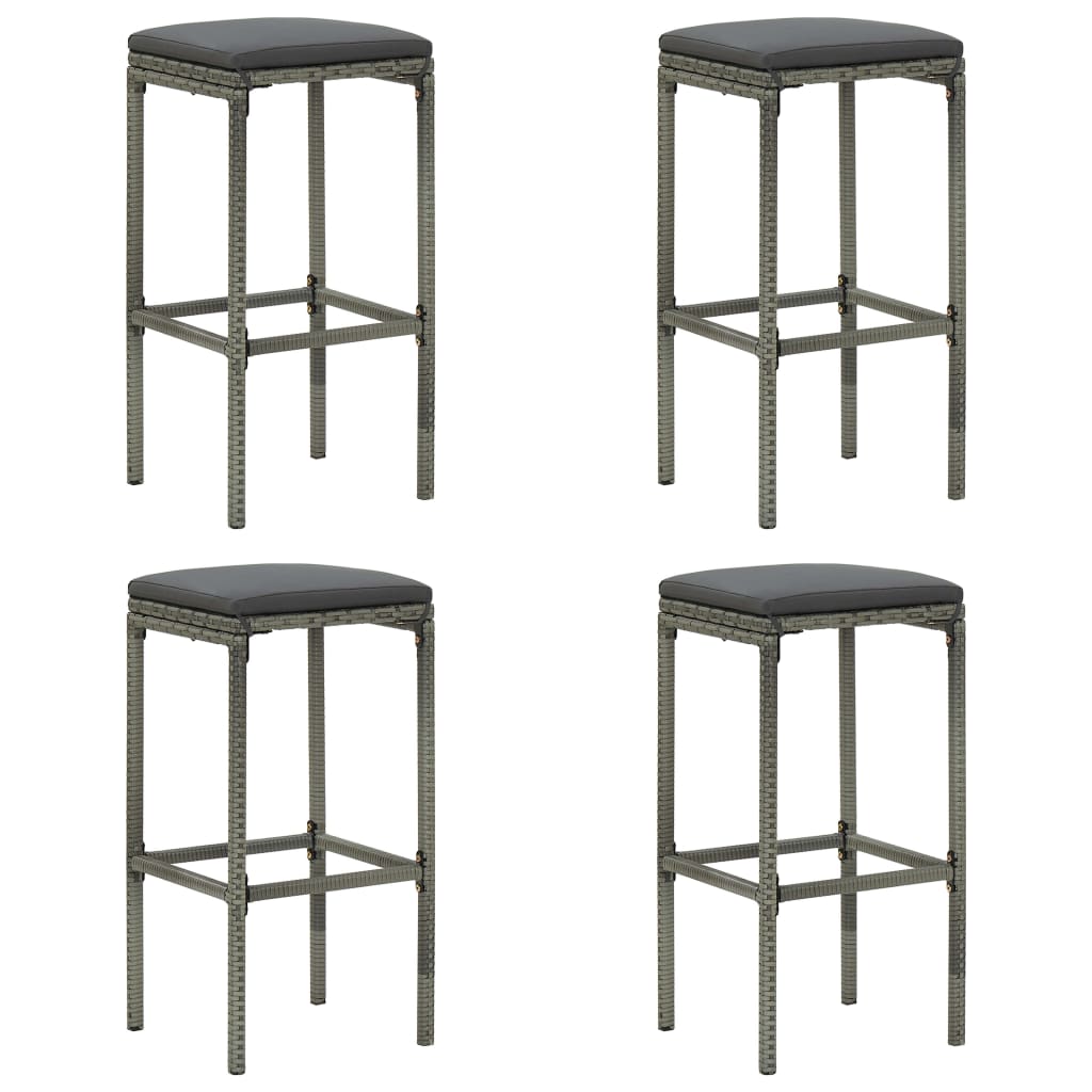 Set Da Bar Da Giardino 5 Pz Con Cuscini In Polyrattan Grigio - Image 3