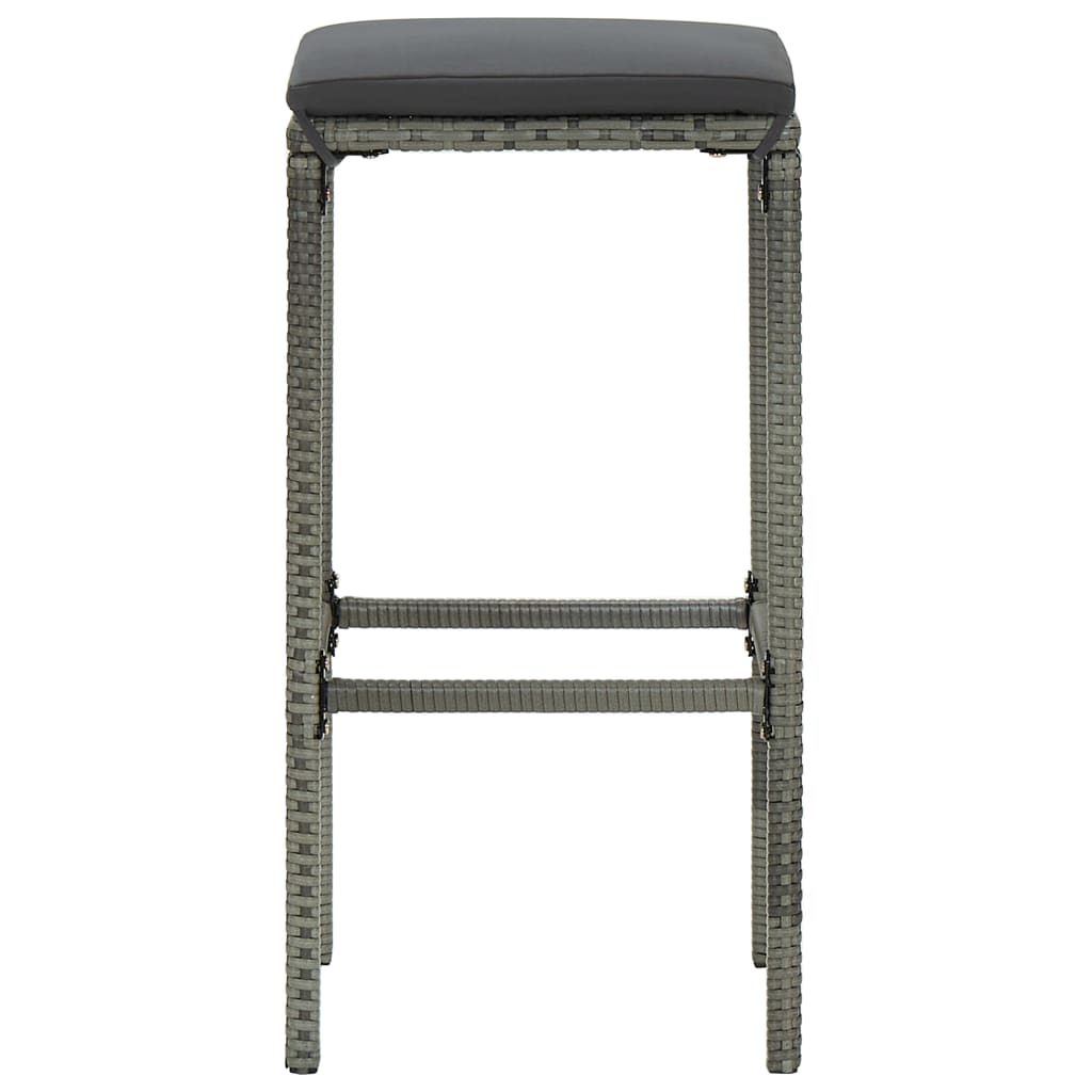 Set Da Bar Da Giardino 5 Pz Con Cuscini In Polyrattan Grigio - Image 6
