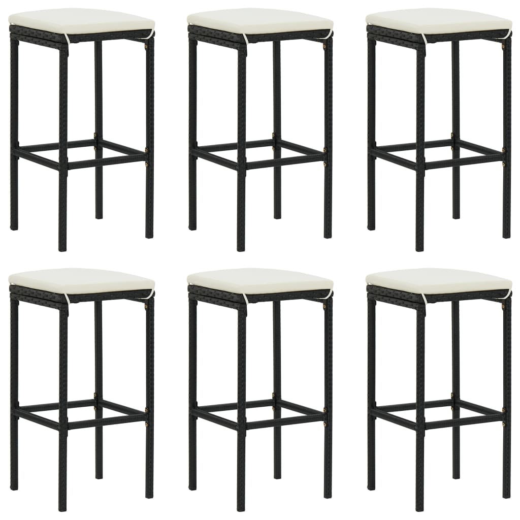 Set Bar Da Giardino 7 Pz Con Cuscini In Polyrattan Nero - Image 3