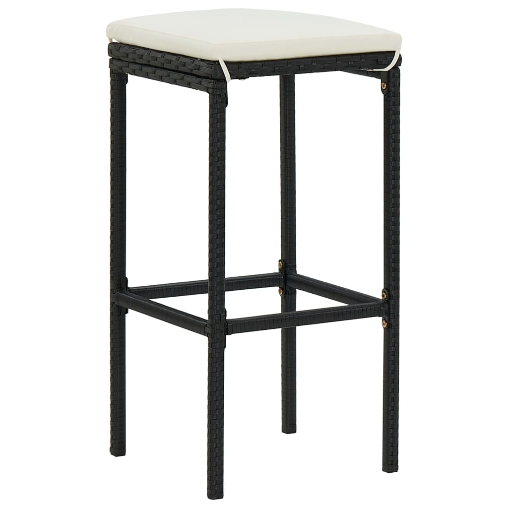 Set Bar Da Giardino 7 Pz Con Cuscini In Polyrattan Nero - Image 4