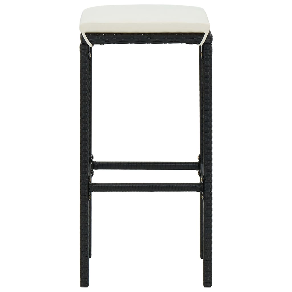 Set Bar Da Giardino 7 Pz Con Cuscini In Polyrattan Nero - Image 6