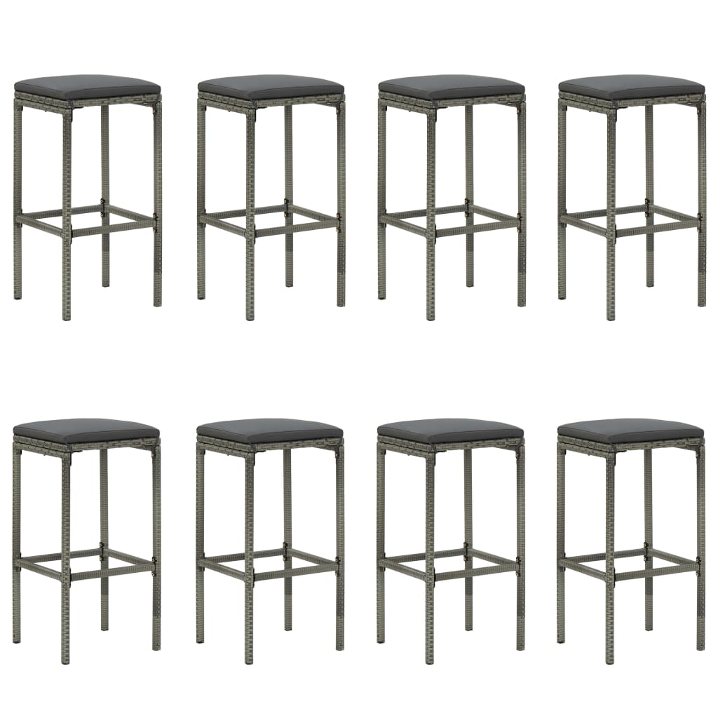 Set Da Bar Da Giardino 9 Pz Con Cuscini In Polyrattan Grigio - Image 3