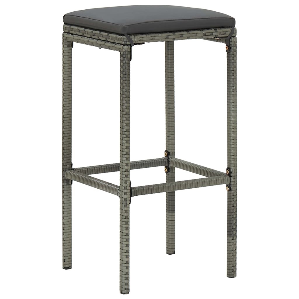 Set Da Bar Da Giardino 9 Pz Con Cuscini In Polyrattan Grigio - Image 4