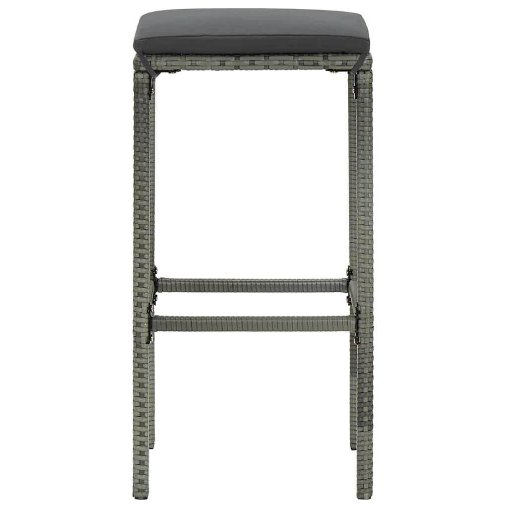 Set Da Bar Da Giardino 9 Pz Con Cuscini In Polyrattan Grigio - Image 6