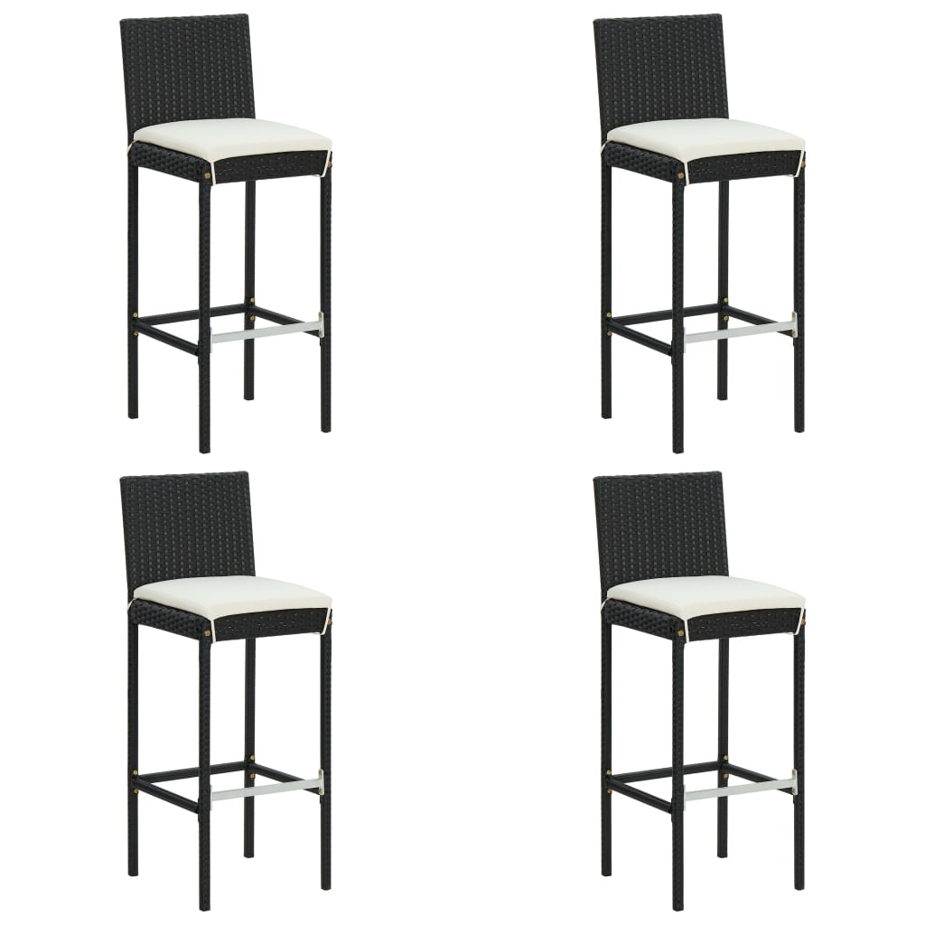 Set Bar Da Giardino 5 Pz Con Cuscini Polyrattan Nero - Image 3