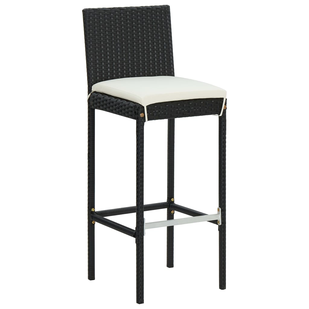 Set Bar Da Giardino 5 Pz Con Cuscini Polyrattan Nero - Image 4