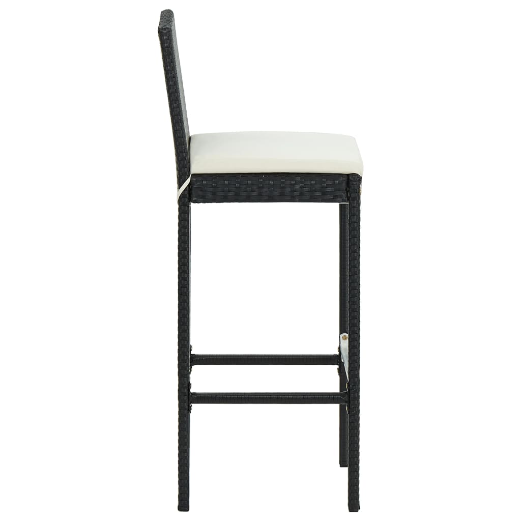 Set Bar Da Giardino 5 Pz Con Cuscini Polyrattan Nero - Image 6