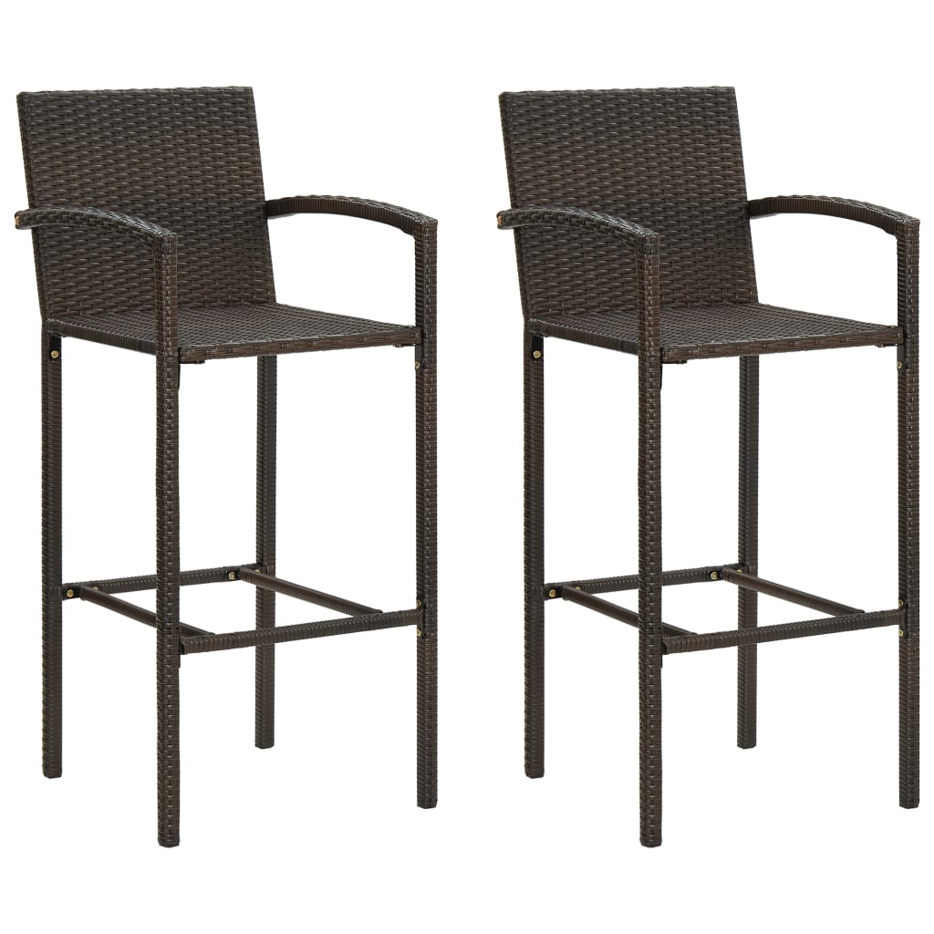 Set Bar Da Giardino 3 Pz Con Braccioli In Polyrattan Marrone - Image 3