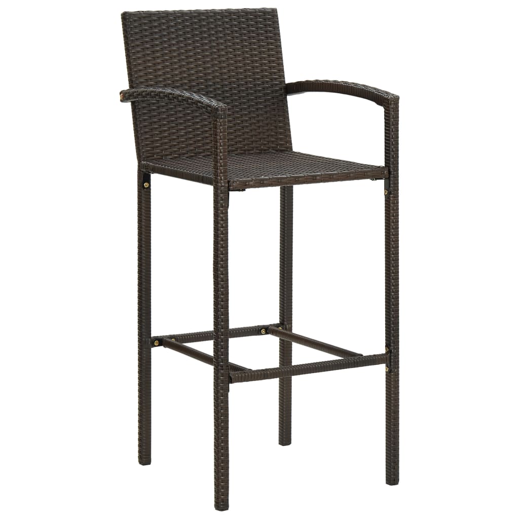 Set Bar Da Giardino 3 Pz Con Braccioli In Polyrattan Marrone - Image 4