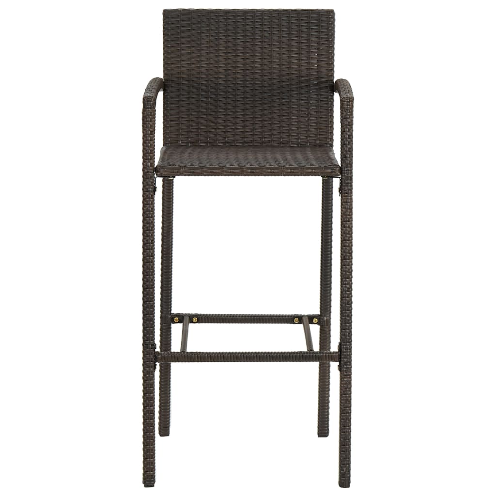 Set Bar Da Giardino 3 Pz Con Braccioli In Polyrattan Marrone - Image 5
