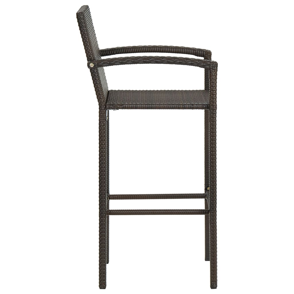 Set Bar Da Giardino 3 Pz Con Braccioli In Polyrattan Marrone - Image 6