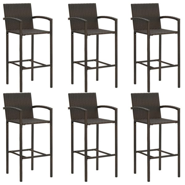 Set Bar Da Giardino 7 Pz Con Braccioli In Polyrattan Marrone - Image 3