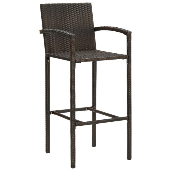 Set Bar Da Giardino 7 Pz Con Braccioli In Polyrattan Marrone - Image 4