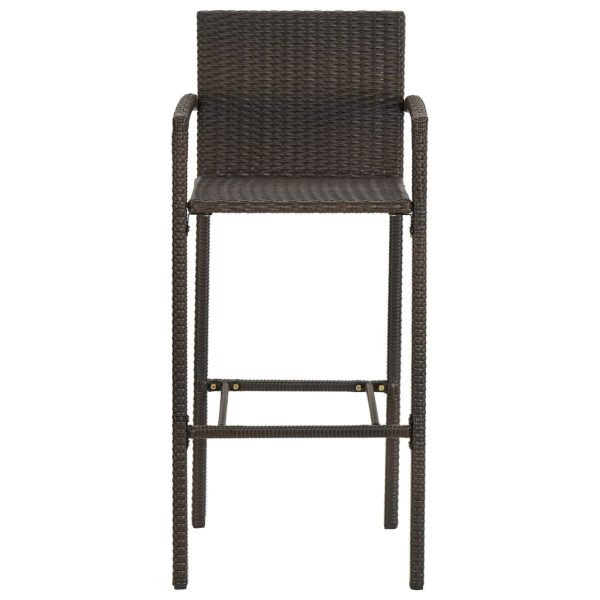 Set Bar Da Giardino 7 Pz Con Braccioli In Polyrattan Marrone - Image 5