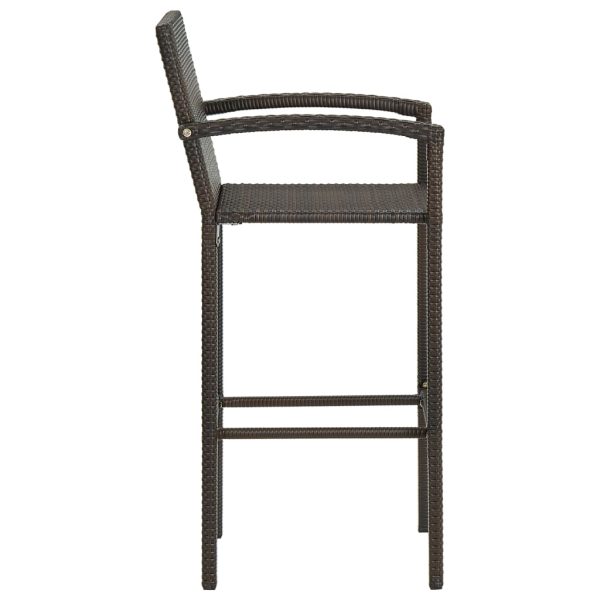 Set Bar Da Giardino 7 Pz Con Braccioli In Polyrattan Marrone - Image 6