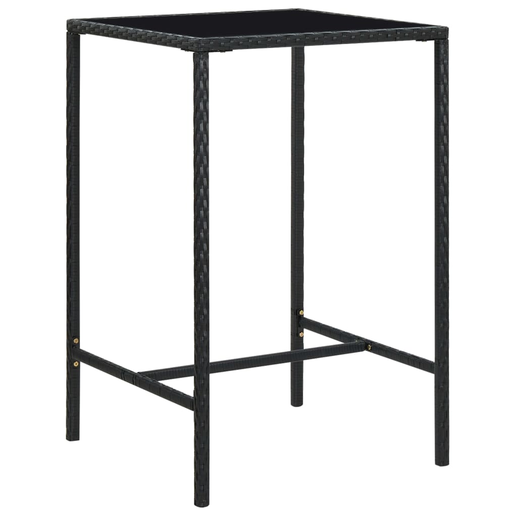 Set Bar Da Giardino 3 Pz Con Cuscini Polyrattan Nero - Image 3
