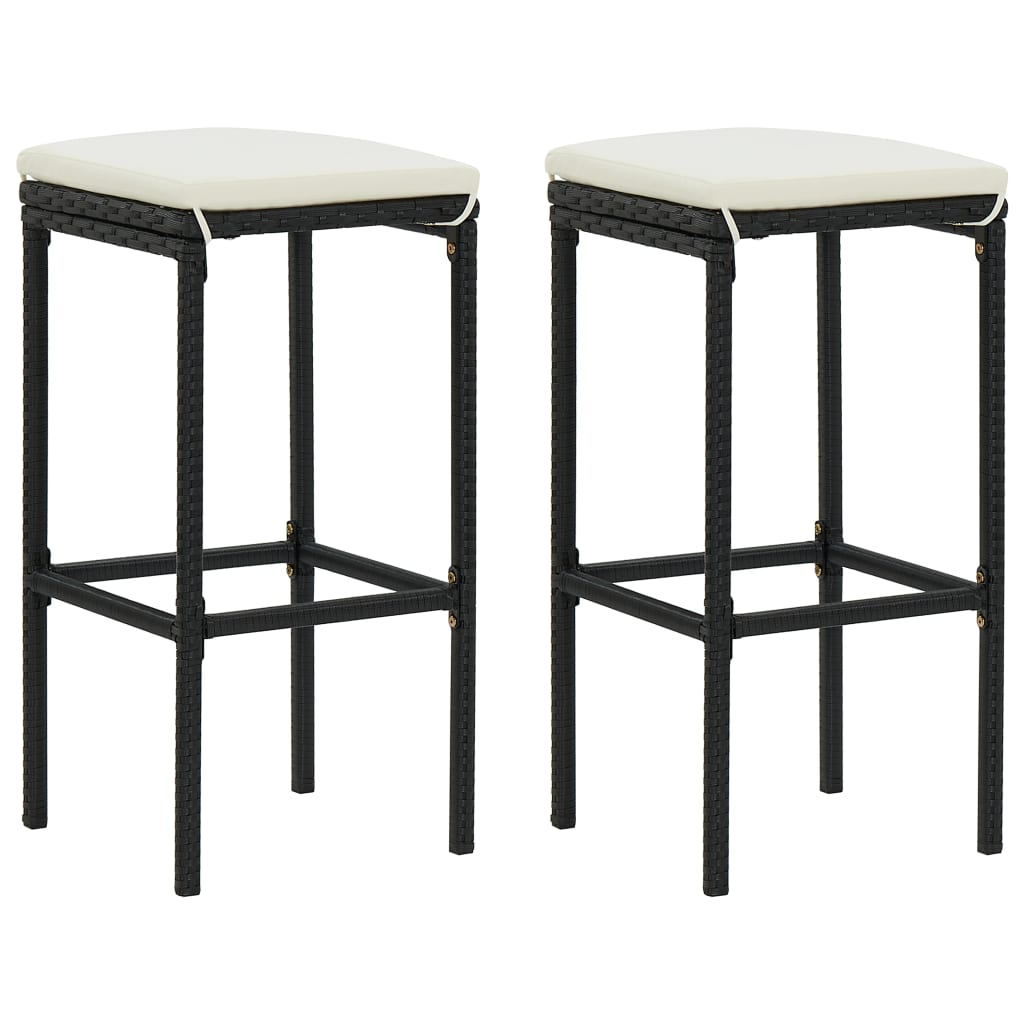Set Bar Da Giardino 3 Pz Con Cuscini Polyrattan Nero - Image 6