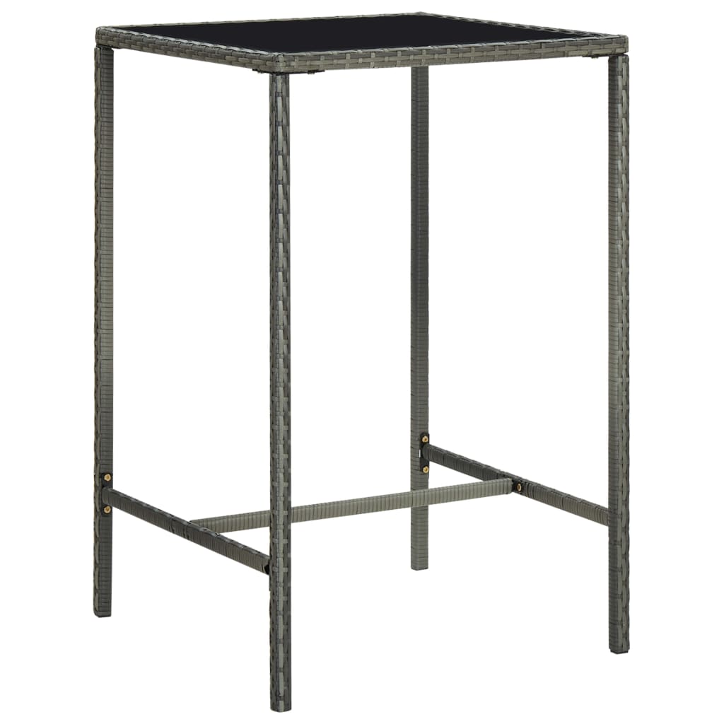 Set Da Bar Da Giardino 3 Pz Con Cuscini In Polyrattan Grigio - Image 3
