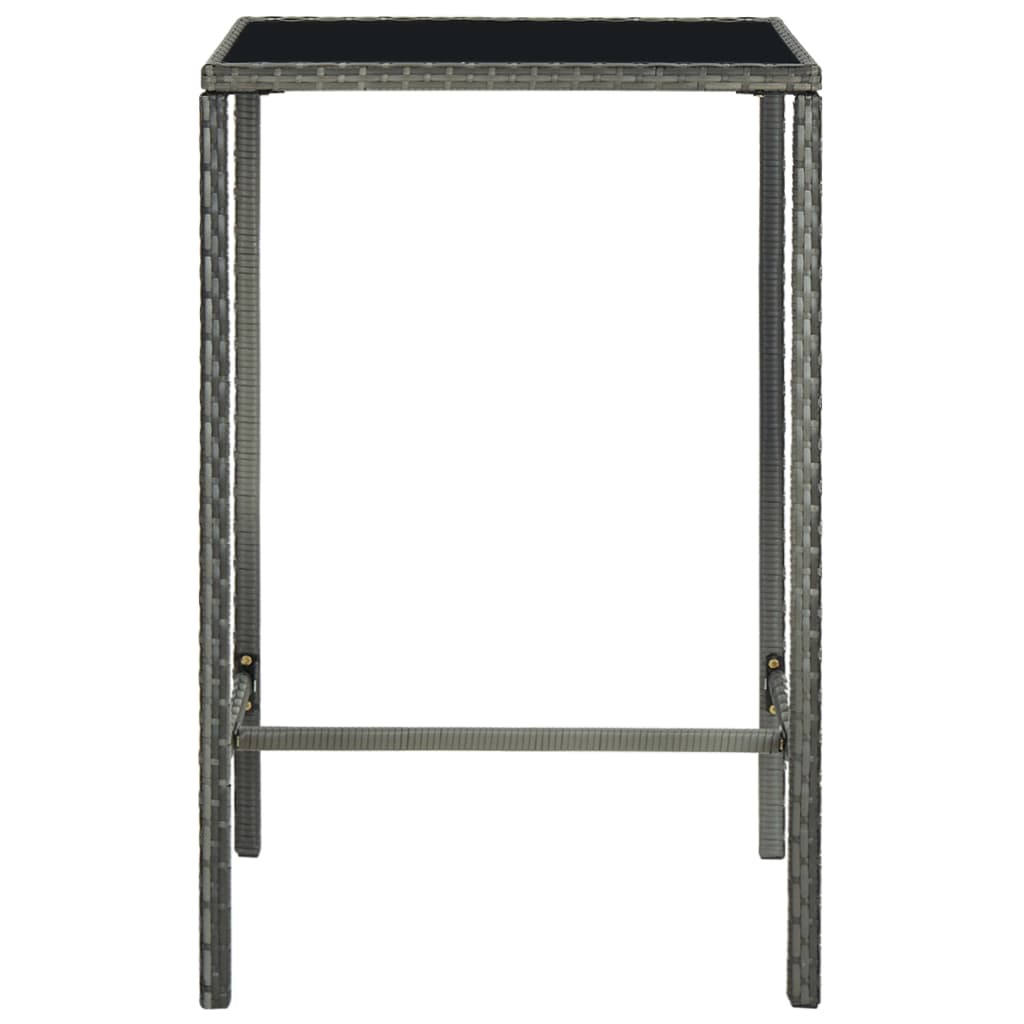 Set Da Bar Da Giardino 3 Pz Con Cuscini In Polyrattan Grigio - Image 4