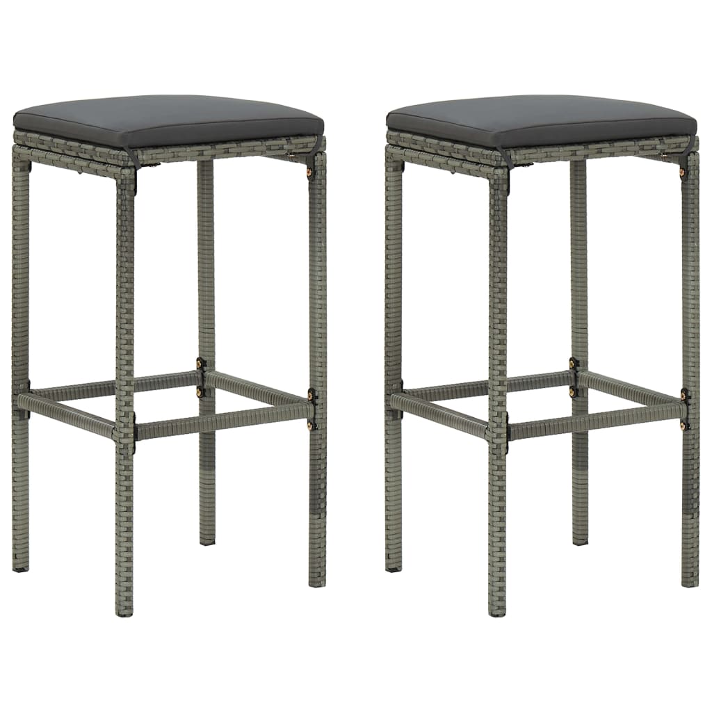 Set Da Bar Da Giardino 3 Pz Con Cuscini In Polyrattan Grigio - Image 6