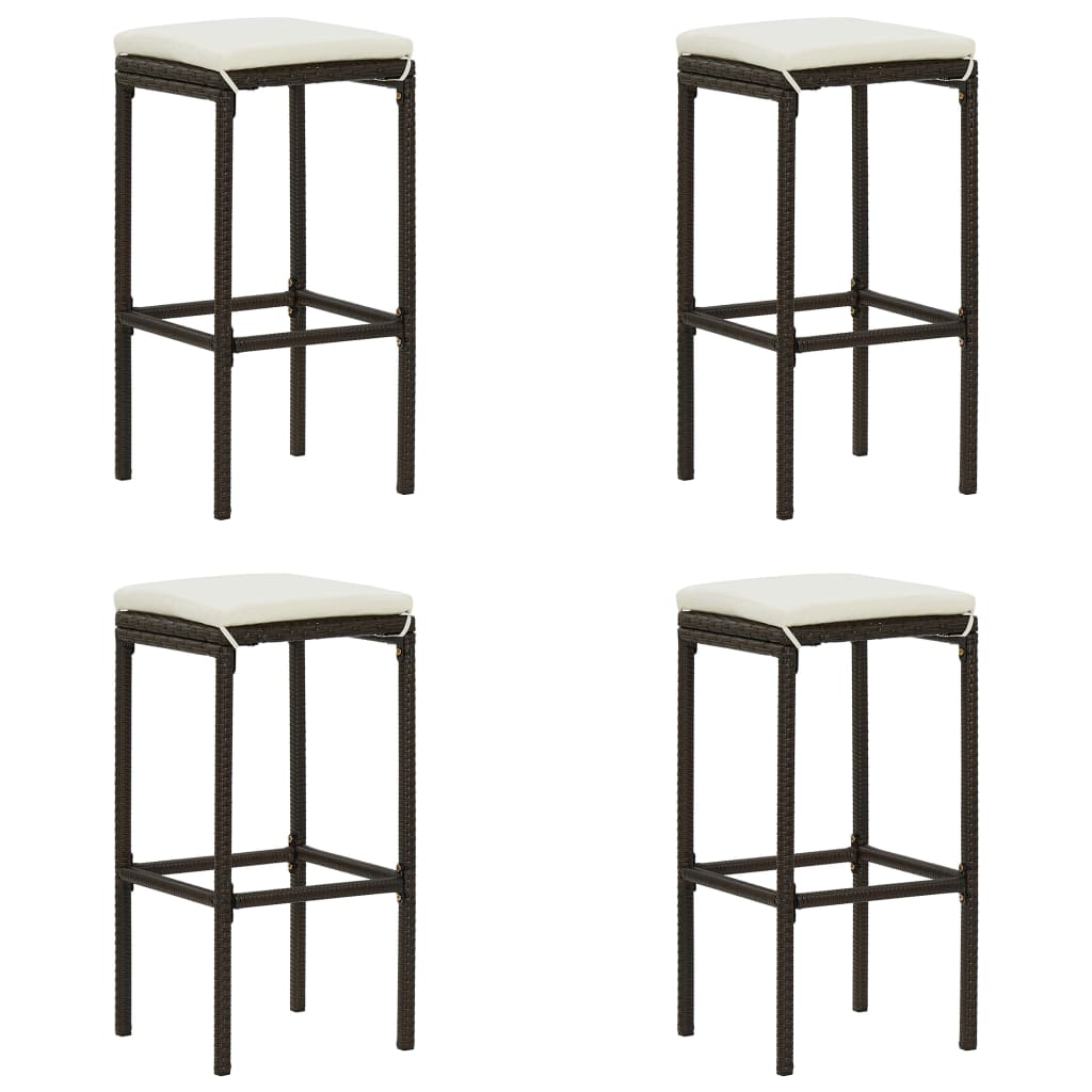 Set Da Bar Da Giardino 9 Pz Con Cuscini In Polyrattan Marrone - Image 6